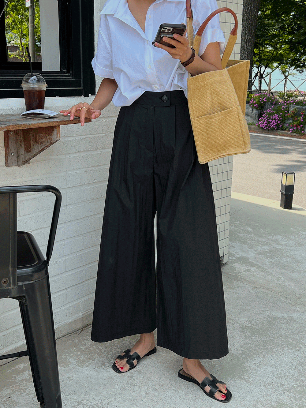 [BY FMNQ]Wide Flare Crop Pants